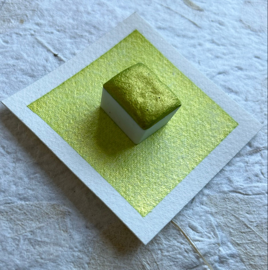 ✹New✹ "Chartreuse Yellow" - Synthetic Mica Greenish Yellow Shimmer - Individual Pan