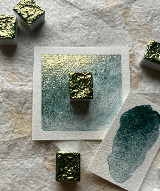 "Golden Green Sparkle" - Chunky Flakes