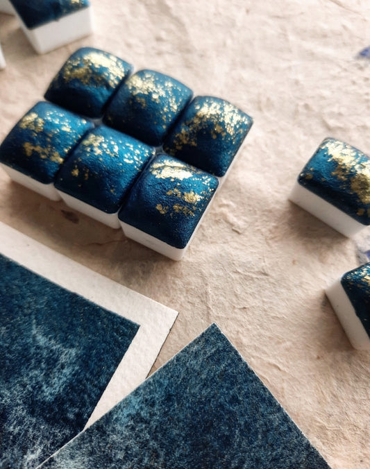 "Starry Night" - Synthetic Mica - Dark Blue with Gold Flakes