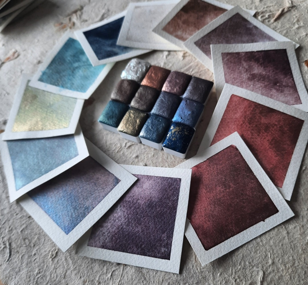 "Enchanted" Palette - Synthetic Mica - Set of 12 Half Pans