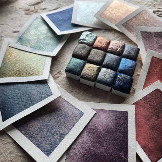 "Enchanted" Palette - Synthetic Mica - Set of 12 Half Pans