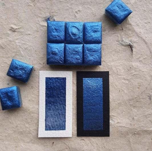 "Azure Blue" (version 2) - Aluminium Pigment - Individual Half Pan