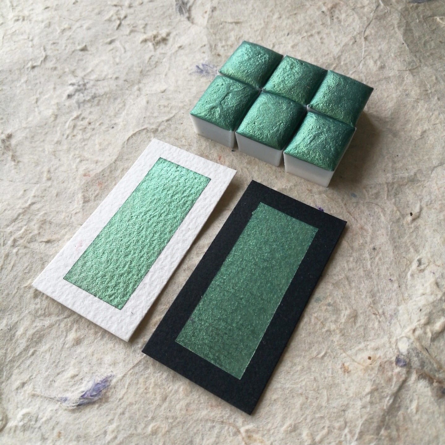 Discontinued - "Emerald" - Emerald Green Shimmer - Individual Half Pan