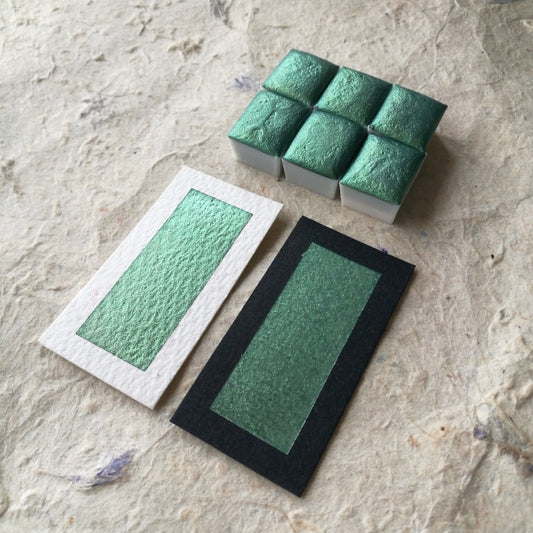 Discontinued - "Emerald" - Emerald Green Shimmer - Individual Half Pan