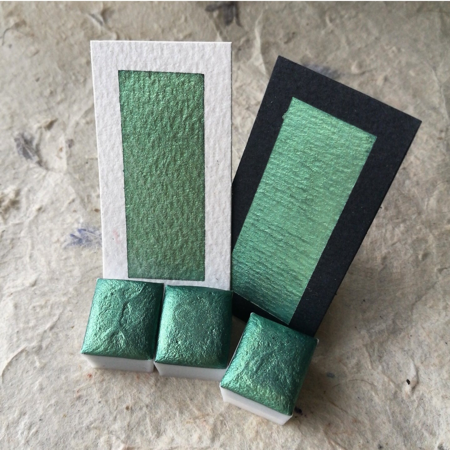 Discontinued - "Emerald" - Emerald Green Shimmer - Individual Half Pan