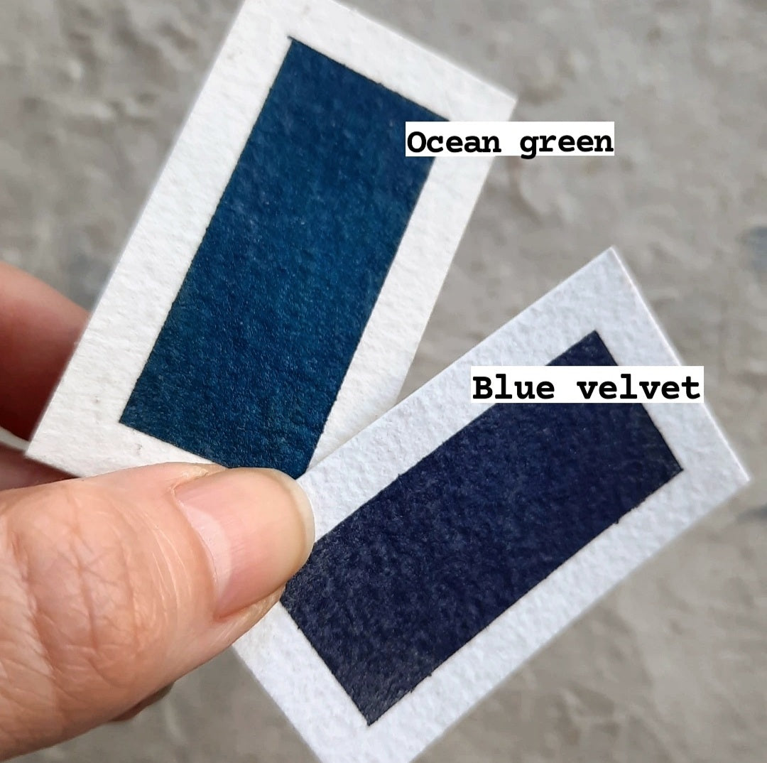 "Ocean Green" - Synthetic Bluish Green Shimmer - Individual Half Pan