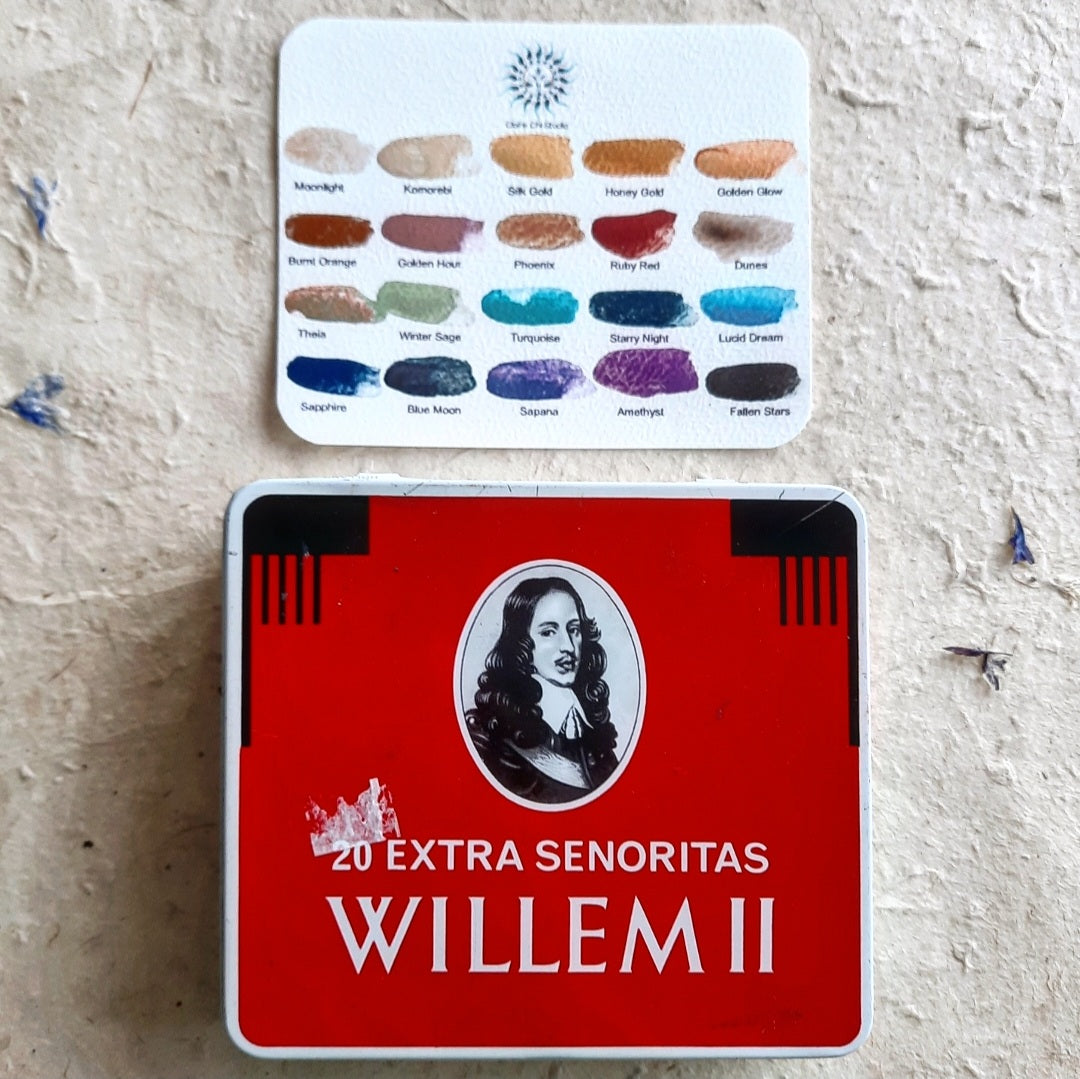 ✨Free Shipping✨ Set of 20 Ceramic Circle Pans (3/4 pans) in Vintage Willem II Tin Box