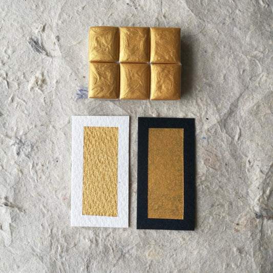"Silk Gold" - Gold Shimmer - Individual Half Pan