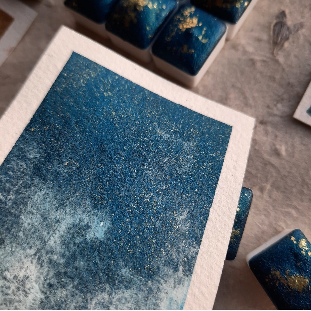 "Starry Night" - Synthetic Mica - Dark Blue with Gold Flakes