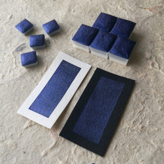 Discontinued - "Stormy Blue" - Dark Blue Shimmer - Individual Half Pan