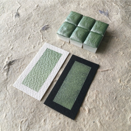 "Winter Sage" - Pastel Green Shimmer - Individual Half Pan